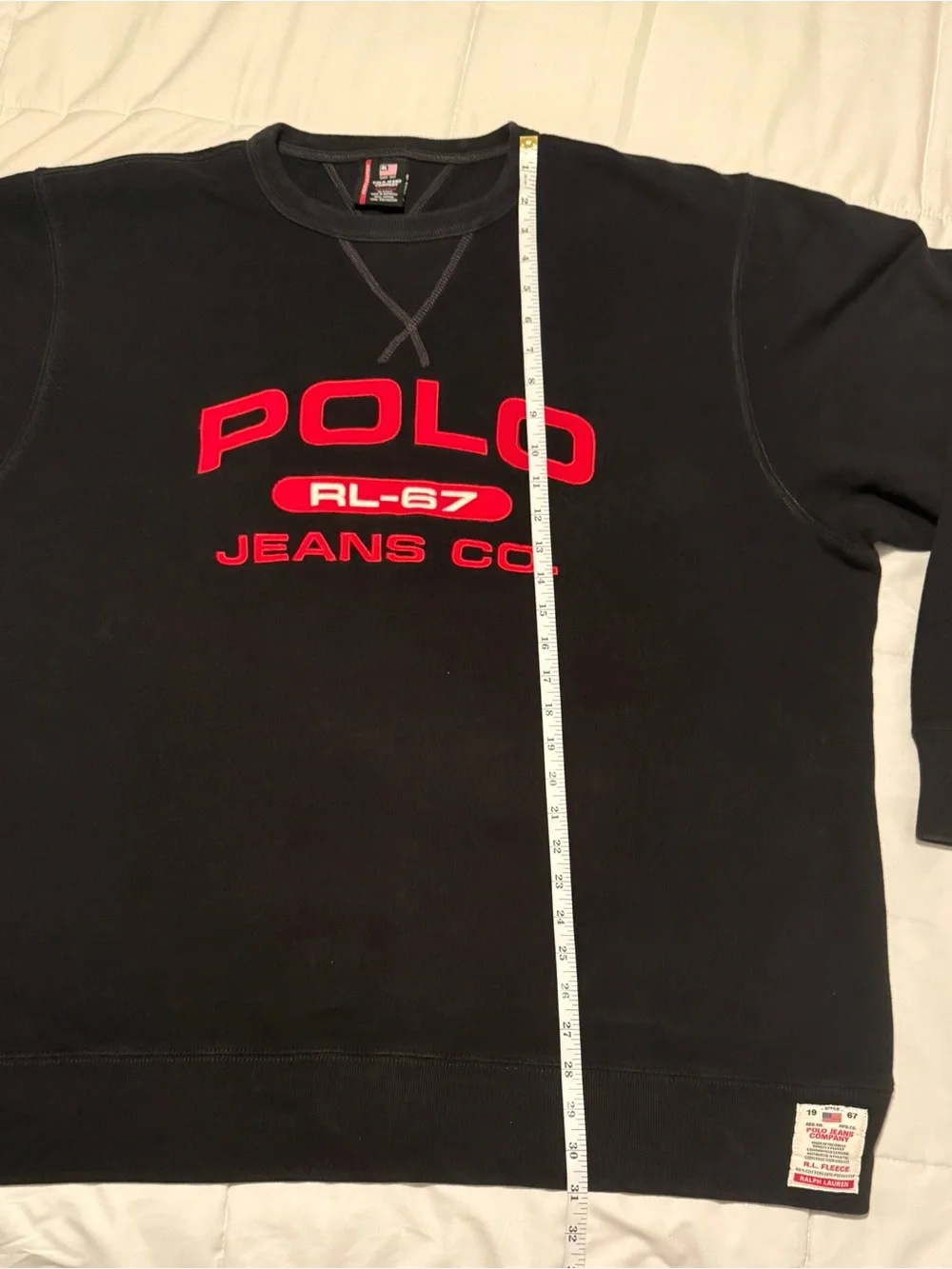 Polo Jeans Co. Ralph Lauren Black RL-67 Fleece Sweatshirt XXL